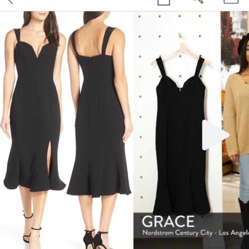 NWT Nordstrom Brand Harlyn Black Midi Trumpet Dress Size Medium